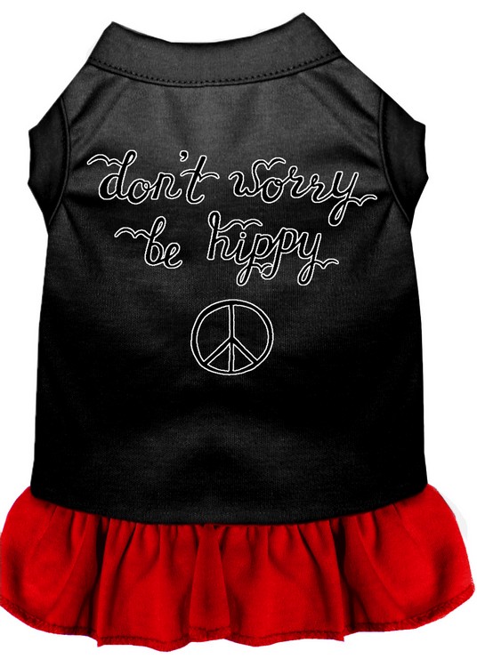 Be Hippy Screen Print Dog Dress Black with Red Lg